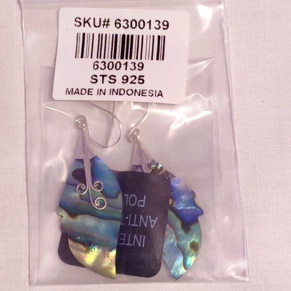 Abalone Shell Leaf Earrings in Sterling Silver - Picture 8 of 8